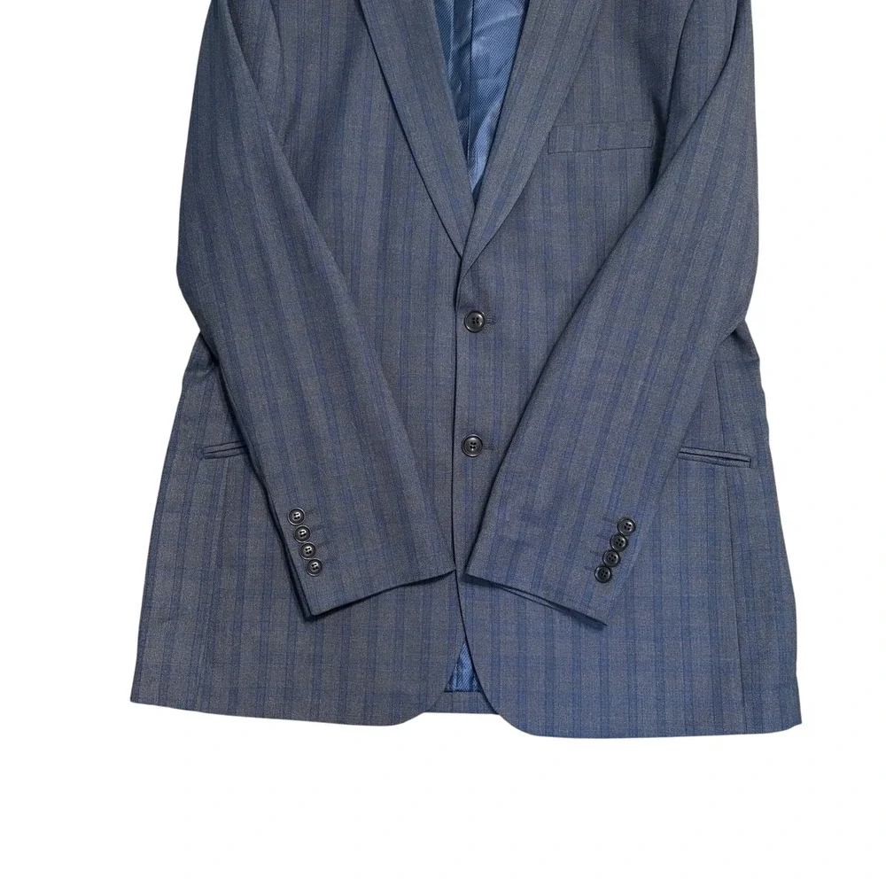 Alberto Cardinali Blazer Mens 44R Glen Plaid Blue Slim Fit Two Button Sport Coat